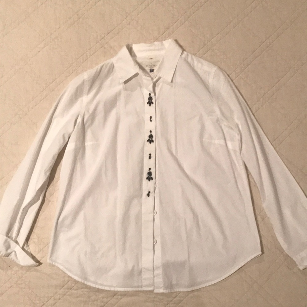 Ann Taylor embellished button up petite size S